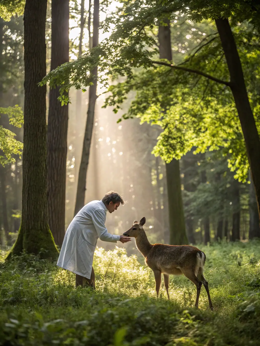 A veterinarian examining a healthy goat on a Canadian farm, emphasizing preventative care and animal well-being.